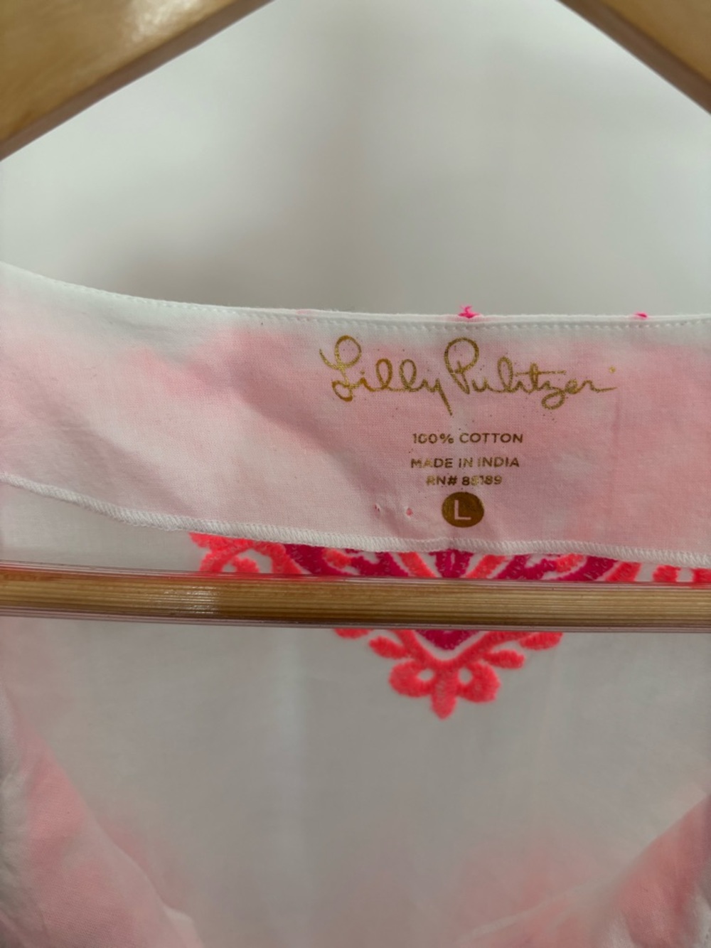Lilly Pulitzer White Tunic Top with Hot Pink Embroidery and Tassels | Boho - Picture 3 of 3